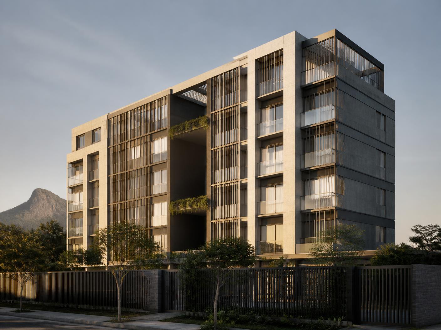 Render de edifício residencial vertical com projeto estrutural da Opus Engenharia